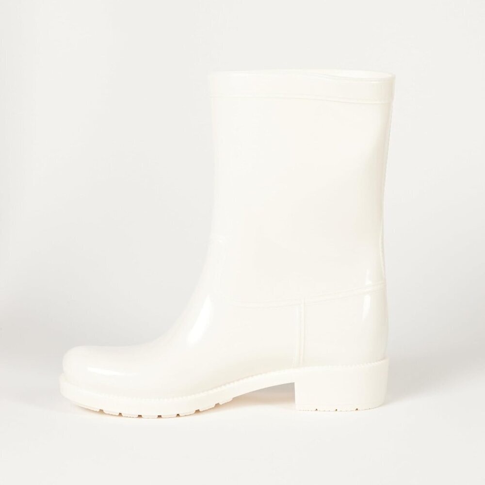 Women's White Round Toe Stella Mid Shaft Imported Pvc Pull On Solid Rain Boots - Picture 7 of 7